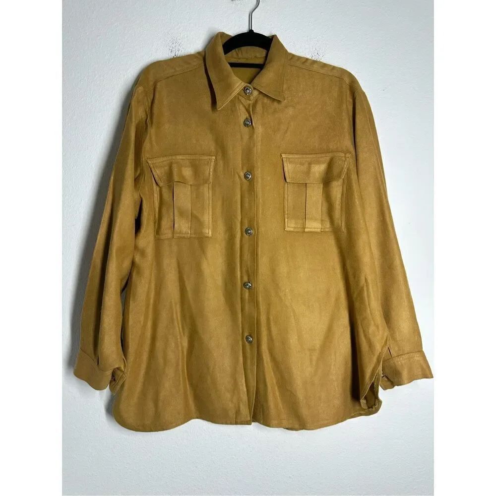Women’s Vintage Mustard Buttons Down Shirt Blouse Made in Italy Sz XL See Notes